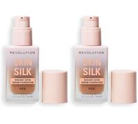 Makeup Revolution, Skin Silk Serum Foundation, Light to Medium Coverage, Contains Hyaluronic Acid, F12.5, 23ml (Lot de 2)