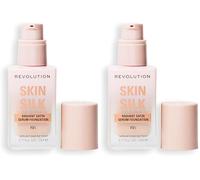 Makeup Revolution, Skin Silk Serum Foundation, Light to Medium Coverage, Contains Hyaluronic Acid, F3, 23ml (Lot de 2)