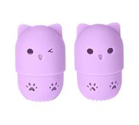 Makeup Sponge Case Silicone Portable Beauty Blender Protective Travel Case avec mignon Cat Forme réutilisable Lavable pour le support de l'hôtel Déris Purple 2 PCS
