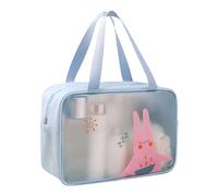 Makeup Storage Bag Matte Semi Transparent Toiletry Bag Cartoon Pattern Handheld Large Capacity Waterproof Swimming Makeup Bag Travel (Blue)