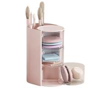 Makeup Storage Box - Drawer Puff Holder, Large Capacity Cosmetic Organizer, Rotatable for Countertop, Vanity Table Organizer Lipsticks Eyeshadow Brushes Skincare Tools, Stylish Durable Beauty Home