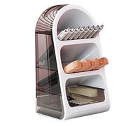 Makeup Storage Rack, Vanity Storage Rack, Rotating Brush Rack, Makeup Organizer Rack, Multi-Purpose 3-Tier Skincare Rotating Makeup Brush Storage Rack for Vanity and School Supplies