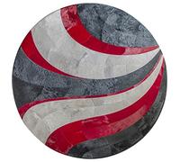 makeups1 Grand Tapis Moderne Tapis Rond antidérapant Tapis Poils Ras, Lavables Tapis pour Décoration Maison, Motif géométrique Gris ciment Rouge ø 180 cm