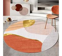 makeups1 Tapis de Salon Moderne Tapis de Chambre Rond Super Doux Velours Tapis d'intérieur, Or Rouge Orange géométrique de Luxe léger ø 100 cm