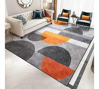 makeups1 Tapis Salon Moderne Grand Motif Demi-Cercle Orange-Jaune-Gris Couloir Chambre Cuisine Salle de Bain Tapis Doux 200 x 300 cm
