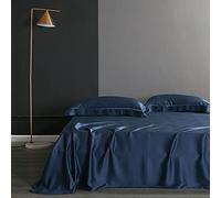 makeups58 100% Drap de lit en Soie de mûrier Draps Plats de Couleur Unie Literie en Soie véritable pour Drap de literie King Queen Size Home Textile-Tiffany_Blue_240x270cm
