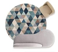 makeups58 Tapis de Salon Moderne, Tapis de Chambre Rond Super Doux Tapis D'intérieur Décoratif Coussin de Canapé Petit Triangle Couture Bleu-Gris,ø 130CM