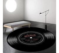 makeups58 Tapis Moelleux Rond Antidérapant Moquette Ultra Doux de Peluche Chambre à Coucher Salon Tapis Décoratif Disques vinyles de Musique Classique,ø 100CM