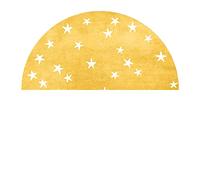 makeups69 Tapis Demi-Cercle Design Moderne Poils Ras Antidérapant Lavable entrée Salon Décoratif Canapé Apprentissage Jeu,Jaune, étoiles, Chambre d'enfant Half Circle 45 x 90 cm