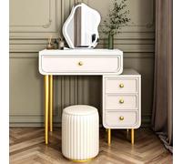 Makeupwith Lights & DersCoiffeuse réglable pour petites tailles et tabouret parfait pour chambre à coucher et salle de maquillage (60 cm)