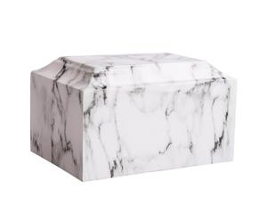 MAKEY'S Urne funéraire classique en marbre de culture blanche pour cendres humaines adultes hommes/femmes, urne funéraire décorative professionnelle pour cendres