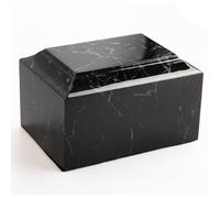 MAKEY'S Urne funéraire classique en marbre de culture pour cendres humaines adultes hommes/femmes, urne funéraire décorative professionnelle pour cendres - Noir