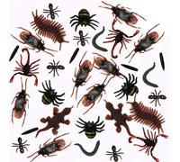 MAKFORT 100Pcs réalistes Insectes en Plastique Falsiques cafards, araignées, Scorpions, Fourmis, Geckos, Mille-Pattes et vers à la fête d'halloween