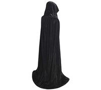 MAKFORT Cape à Capuche Vampire Unisexe Costume Halloween en Velours De Luxe - Manteau pour la Fête (Noir, L)