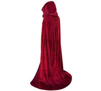 MAKFORT Cape Vampire à Capuche Unisexe Costume Halloween Velours Cape De Luxe Manteau pour la fête d'Halloween (Vin XL)