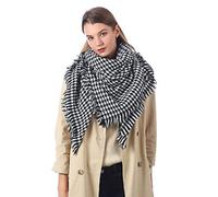 MAKFORT Écharpe automne/hiver imitation cachemire à carreaux - 140 x 140 cm, Pied de poulailler, taille unique