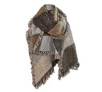 MAKFORT Écharpe Femme Chaud Automne Hiver Grand Plaid Tissu Glands Foulard Cape Châle Souple Confortable Marron