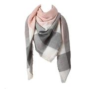 MAKFORT Écharpe pour femme - Automne - Hiver - Oversize - À carreaux - Avec franges - XXL - Rose gris bleu - 140 x 140 cm, Rose, taille unique