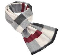 MAKFORT Écharpe pour homme - Gris et rouge - Longue écharpe chaude pour l’hiver - Pour les affaires - 180 x 32 cm, Gris et rouge., taille unique