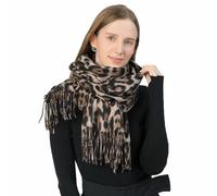 MAKFORT Écharpe XXL pour femme classique à rayures pour l'automne, l'hiver, chaude et super longue étole pour femme avec pompons
