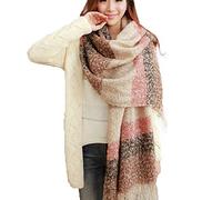 MAKFORT Écharpe XXL pour femme classique à rayures pour l'automne, l'hiver, chaude et super longue étole pour femme avec pompons