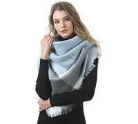 MAKFORT Écharpes d'hiver chaudes pour femmes - Écharpes en plaid à carreaux pour femmes, écharpe tartan pour dames, mode hivernale, châles et écharpes à carreaux avec pompon 140 * 140 cm'