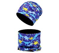 MAKFORT Ensemble Bonnet et Tour de Cou d'Hiver pour Enfant Chaud Coton Beanie Chapeau et Écharpe Kit Élastique pour Naissance Bébé Fille Garçon