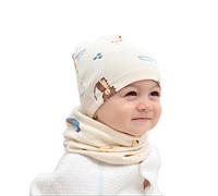 MAKFORT Ensemble Bonnet et Tour de Cou d'Hiver pour Enfant Chaud Coton Beanie Chapeau et Écharpe Kit Élastique pour Naissance Bébé Fille Garçon