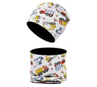 MAKFORT Ensemble Bonnet et Tour de Cou d'Hiver pour Enfant Chaud Coton Beanie Chapeau et Écharpe Kit Élastique pour Naissance Bébé Fille Garçon