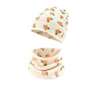 MAKFORT Ensemble Bonnet et Tour de Cou d'Hiver pour Enfant Chaud Coton Beanie Chapeau et Écharpe Kit Élastique pour Naissance Bébé Fille Garçon