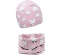 MAKFORT Ensemble Bonnet et Tour de Cou d'Hiver pour Enfant Chaud Coton Beanie Chapeau et Écharpe Kit Élastique pour Naissance Bébé Fille Garçon