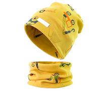 MAKFORT Ensemble Bonnet et Tour de Cou d'Hiver pour Enfant Chaud Coton Beanie Chapeau et Écharpe Kit Élastique pour Naissance Bébé Fille Garçon