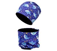 MAKFORT Ensemble Bonnet et Tour de Cou d'Hiver pour Enfant Chaud Coton Beanie Chapeau et Écharpe Kit Élastique pour Naissance Bébé Fille Garçon