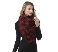 MAKFORT Femme Écharpe Grand Plaid en Laine Acrylique Foulard Long Chaude Vogue en Automne/Hiver Cape Souple Confortable (F)