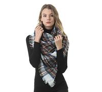 MAKFORT Femme Écharpe Grand Plaid en Laine Acrylique Foulard Long Chaude Vogue en Automne/Hiver Cape Souple Confortable(Gris)