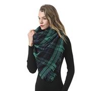 MAKFORT Femme Écharpe Grand Plaid en Laine Acrylique Foulard Long Chaude Vogue en Automne/Hiver Cape Souple Confortable (E)