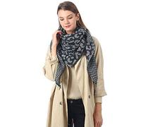 MAKFORT Foulard pour femme - Automne hiver - Imitation cachemire léopard - Serviette triangle - Bleu - Taille unique