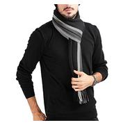 MAKFORT Foulard pour homme noir gris rayé automne hiver cachemire épais écharpe pour homme à carreaux écharpe solide, Dégradé rayé, taille unique