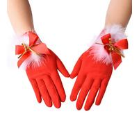 MAKFORT Gants de Noël Rouge Short Santa Costume Gants Noël Accessoires à fourrure pour les femmes et les filles
