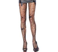 MAKFORT Halloween costume femme Collant Résille Tête de Mort Chaussettes Résille Noir Dentelle collant halloween （Araignée Noire）