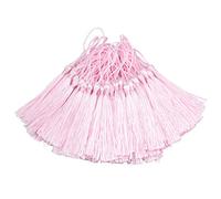Makhry 100pcs 13 cm / 5 Pouce Silk Floss Signet Glands avec Boucle de Cordon de 2 Pouces et Petit Noeud Chinois pour la Fabrication de Bijoux,Signets, Accessoire de Bricolage Artisanal (Eau Rose)