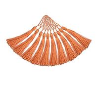 Makhry 100pcs 13 cm / 5 Pouce Silk Floss Signet Glands avec Boucle de Cordon de 2 Pouces et Petit Noeud Chinois pour la Fabrication de Bijoux,Signets, Accessoire de Bricolage Artisanal (Foncé Orange)