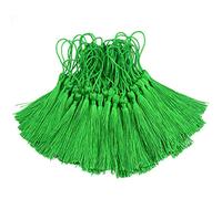 Makhry 100pcs 13 cm / 5 Pouce Silk Floss Signet Glands avec Boucle de Cordon de 2 Pouces et Petit Noeud Chinois pour la Fabrication de Bijoux,Signets, Accessoire de Bricolage Artisanal (Vert)