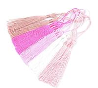 Makhry 100pcs 13 cm/5 Pouce Soie Glands avec Boucle de Cordon de 2 Pouces et Petit Noeud Chinois pour la Fabrication de Bijoux Signets Accessoire de Bricolage Artisanal (Mélangé Rouge)