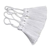Makhry 20pcs 4,3 Pouces à la Main Soyeux Mini Glands avec 2 Pouces Cord Loop et Petit Noeud Chinois pour Boucles D'oreilles,Marque-pages,Bricolage Craft Accessoire (Blanc)
