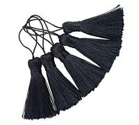 Makhry 20pcs 4,3 Pouces à la Main Soyeux Mini Glands avec 2 Pouces Cord Loop et Petit Noeud Chinois pour Boucles D'oreilles,Marque-pages,Bricolage Craft Accessoire (Noir)
