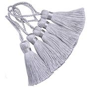 Makhry 20pcs 4,3 Pouces à la Main Soyeux Mini Glands avec 2 Pouces Cord Loop et Petit Noeud Chinois pour Boucles D'oreilles,Marque-pages,Bricolage Craft Accessoire (Gris Argenté)