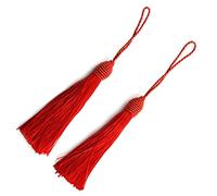 Makhry 20pcs 6 Pouces Signet Silky Floss Glands avec 2-Pouce de Boucle de Cordon et Petit Noeud Chinois pour la Fabrication de Bijoux, Souvenir, Marque-Pages, Bricolage Artisanat Accessoire(Rouge)