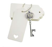 Makhry 52 pcs Couronne Forme Vintage Clé Ouvre-Bouteilles Faveur De Mariage pour Invité Souvenir Coffret Cadeau avec Escort Merci Tags et Porte-clés (Argent Ancien)