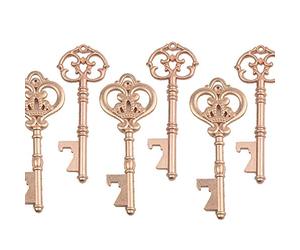 Makhry Mélangé 20 Extra Grands Ouvre-Bouteille de Forme Clés Clés Squelette en Or Rose Faveur de Fête de Mariage - 2 Styles, 20 Ouvre-Clés (Or Rose)